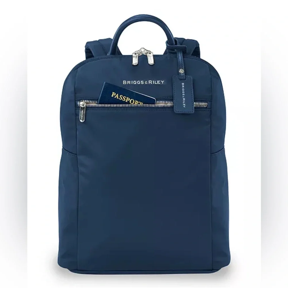 NWOT Briggs & Riley slim Rhapsody navy backpack - Picture 4 of 15